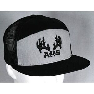 NEW Antlers Motorsports AMS Grey & Black Mesh Snapback Trucker Hat Cap